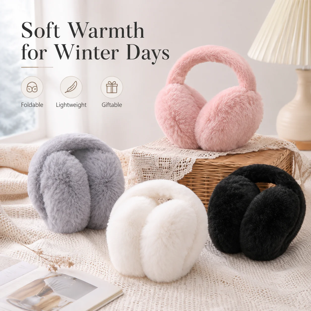 Earmuffs Foldable - Супертеплые плюшевые наушники, складная защита для