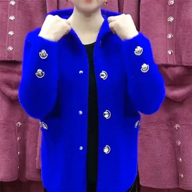 Wool Coat Peacoat - НОВОЕ бархатное пальто с имитацией норки