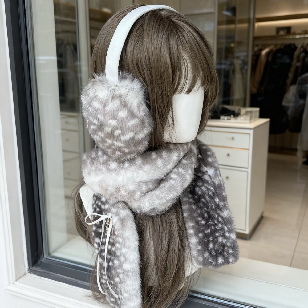 Earmuffs Foldable - Милый шарф с принтом оленя, зимний,